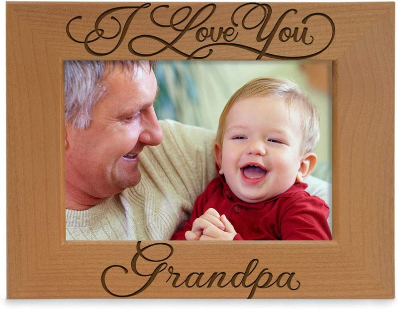 KATE POSH I Love You Grandpa, Grandparent'S Day, Best Grandpa Ever, Grandpa & Me, Engraved Natural Wood Picture Frame from Granddaughter, Grandson (5X7 Horizontal) Home & Garden > Decor > Picture Frames KATE POSH 5x7 Horizontal  