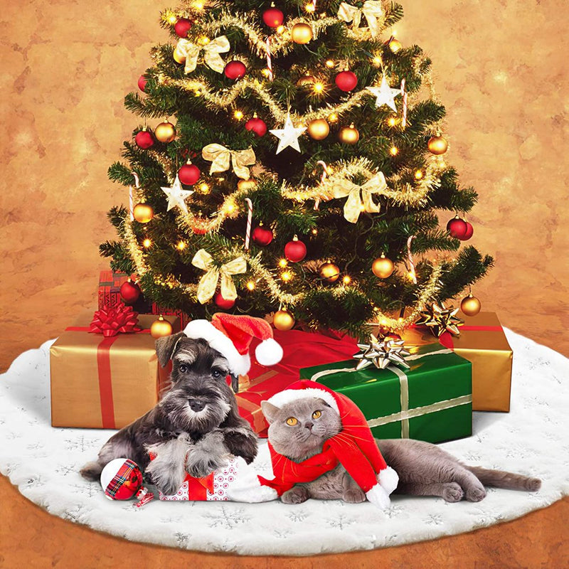 Longrv White Plush Christmas Tree Skirt, 36" Home & Garden > Decor > Seasonal & Holiday Decorations > Christmas Tree Skirts LONGRV   