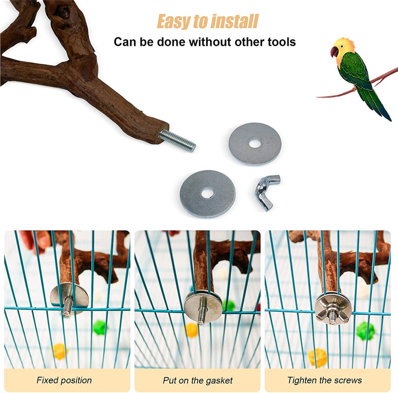 2 Packs Parrot Bird Perches,Natural Wild Grape Stick Grinding Paw Climbing Standing Cage Accessories Toy for 3-4 Parakeets, Budgies, Lovebirds,Cockatiels (Style-1)