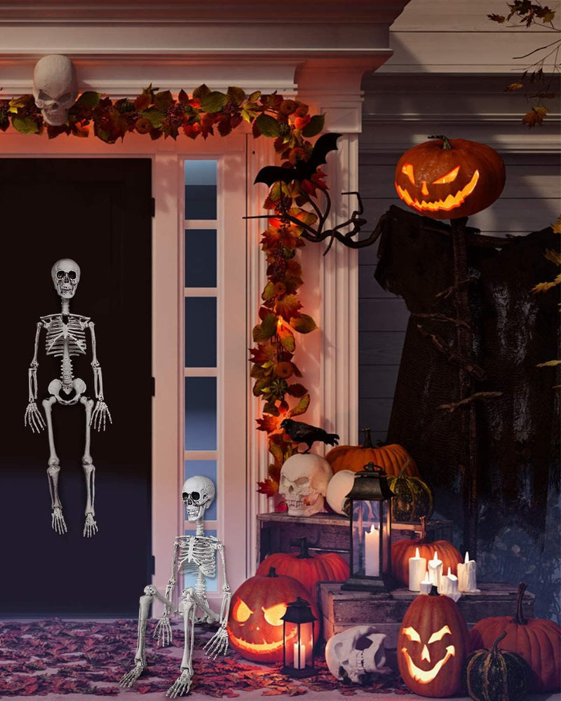 DECORLIFE 36" Skeleton Halloween Decorations, 3FT Posable Halloween Skeleton Decor, Haunted House Props for Front Lawn, Indoor Outdoor, Graveyard Decorations, Lifelike Skeleton Model  decorlife   
