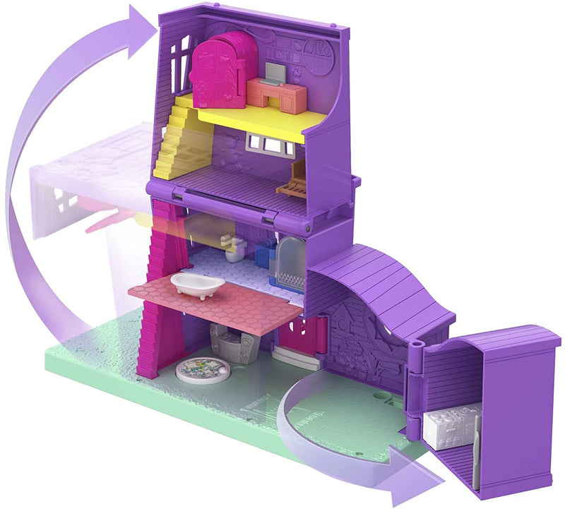 Polly Pocket Doll House, Pollyville Pocket House with 2 Dolls and Accessories, Furniture and Reveals, Mini Toys​​​