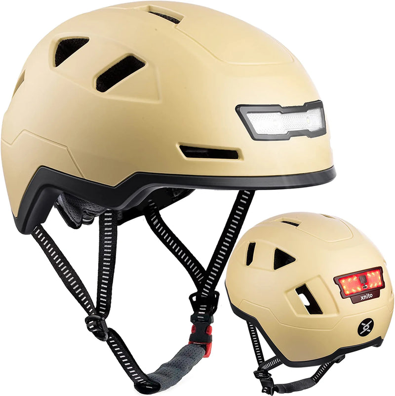 XNITO Bike Helmet with LED Lights - Urban Bicycle Helmet for Adults, Men & Women - CPSC & NTA-8776 Dual Certified - Class 3 E-Bikes, Scooters, Onewheel, Commuter, Mountain Bikes, MTB, BMX, Cycling Sporting Goods > Outdoor Recreation > Cycling > Cycling Apparel & Accessories > Bicycle Helmets xnito Hemp Medium 