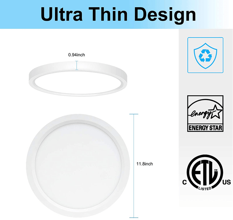 12Inch LED Ceiling Light Flush Mount, 20W 2100LM round LED Ceiling Lamp,3 Color Temperatures Waterproof IP44 for Kitchen, Bedroom, Bathroom, Hallway,Stairwell, 80Ra, 150W Equivalent Home & Garden > Lighting > Lighting Fixtures > Ceiling Light Fixtures KOL DEALS   