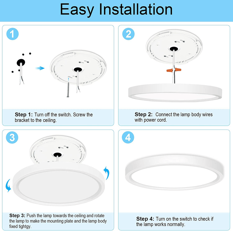 12Inch LED Ceiling Light Flush Mount, 20W 2100LM round LED Ceiling Lamp,3 Color Temperatures Waterproof IP44 for Kitchen, Bedroom, Bathroom, Hallway,Stairwell, 80Ra, 150W Equivalent