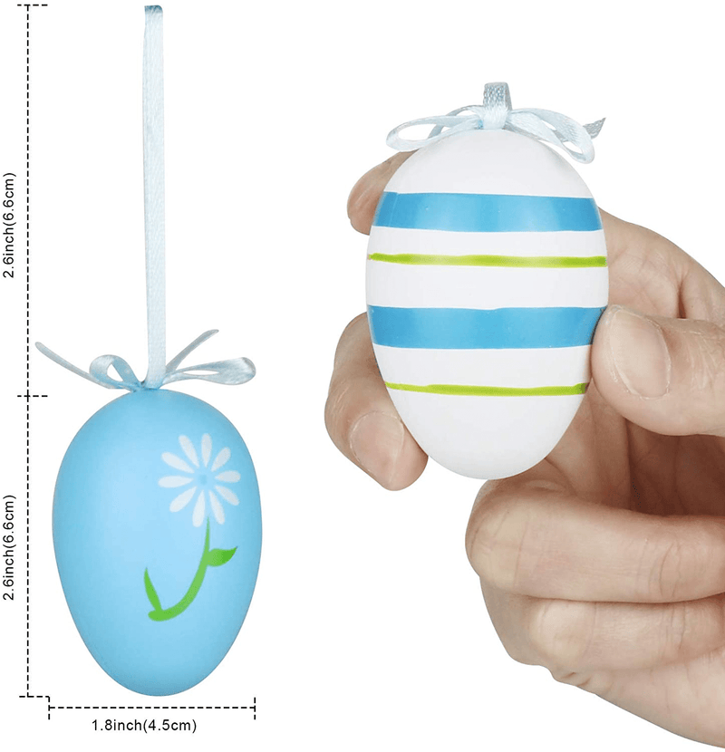 12Pcs Easter Decorations Eggs Hanging Ornaments Colorful for Easter Tree Basket Decor Party Favors Supplies Home