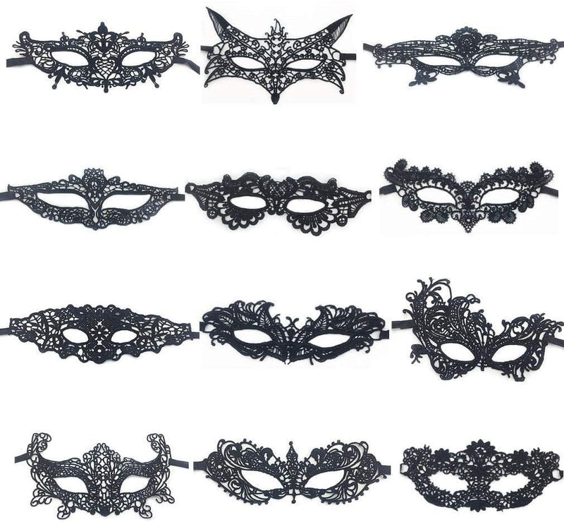 12PCS Lace Masquerade Mask Exquisite Venetian Eyemask Sexy Woman Mask for Carnival Party Costume Ball Apparel & Accessories > Costumes & Accessories > Masks shugii style3/12pcs  
