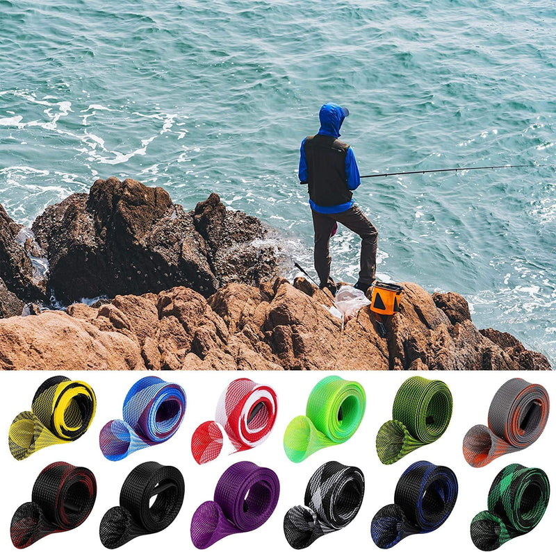 12Pcs Rod Sock Fishing Rod Sleeve Rod Cover Braided Mesh Rod Protector Pole Gloves Fishing Tools. Flat or Pointed End/Spinning or Casting Rods. for Casting Sea Fishing Rod/Spinning Fishing Rod Sporting Goods > Outdoor Recreation > Fishing > Fishing Rods Kiikooll   