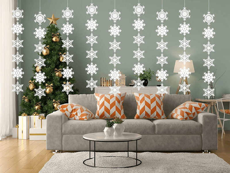 12PCS Snowflake Winter Wonderland Birthday Decorations - Christmas Hanging White Party Decor Supplies Wall Cutouts