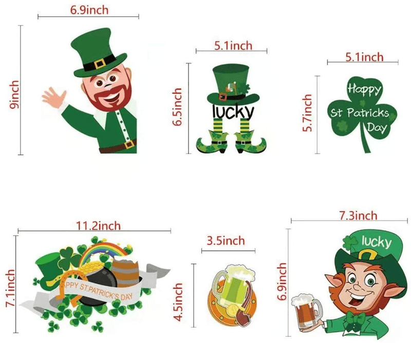 12Sheet 240Pcs St Patrick'S Day Decorations Shamrock Window Clings Stickers, Lucky Four Leaf Irish Clover Leprechaun Green Hat Gold Coins Window Decor for Saint Patrick'S Day Home Party Ornaments Arts & Entertainment > Party & Celebration > Party Supplies KUCHEY   
