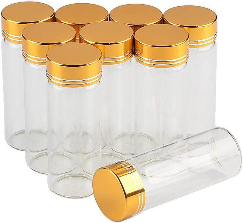 12Units Empty Jars Glass Bottle with Aluminium Gold Color Screw Cap 60ML Sealed Liquid Food Gift Container (12, 60Ml-Golden Lid) Home & Garden > Decor > Decorative Jars Jarvials 50 40ML-Golden Lid 