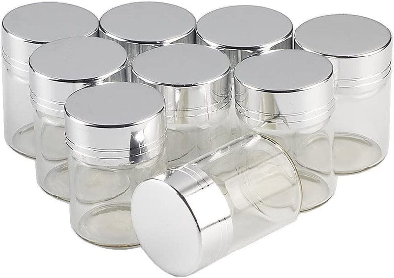 12Units Empty Jars Glass Bottle with Aluminium Gold Color Screw Cap 60ML Sealed Liquid Food Gift Container (12, 60Ml-Golden Lid) Home & Garden > Decor > Decorative Jars Jarvials 50 15ML-Silver Lid 
