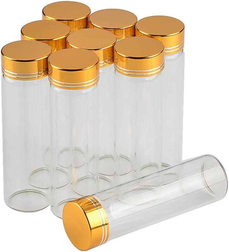 12Units Empty Jars Glass Bottle with Aluminium Gold Color Screw Cap 60ML Sealed Liquid Food Gift Container (12, 60Ml-Golden Lid) Home & Garden > Decor > Decorative Jars Jarvials 50 50ML-Golden Lid 