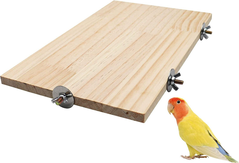 13.6×7.9 Inches Large Bird Perch Stand Platform, Natural Wooden Small Animals Cage Accessories, Rectangle Stand Perch Shelf for Parrot Parakeet Cockatiel Rat Hamster Guinea Pig Conure Chinchillas Animals & Pet Supplies > Pet Supplies > Bird Supplies > Bird Cages & Stands Dnoifne 13.6×7.9 Inches  