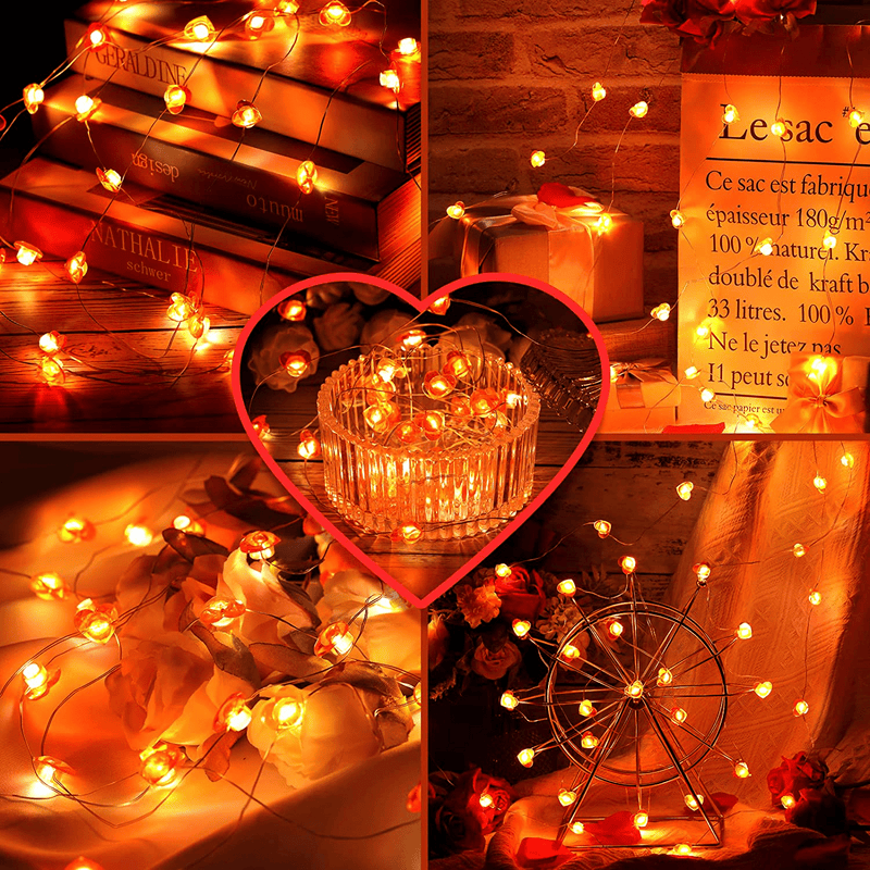 13 Ft Valentine'S Day Lights Heart Shaped String Lights Red Fairy Lights Battery Operated Led Heart Lights Vintage Twinkle String Lights for Wedding Proposal Birthday Decoration (0.59 Inch,Plastic) Home & Garden > Decor > Seasonal & Holiday Decorations Mudder   
