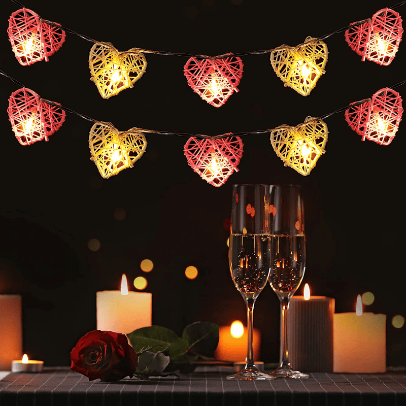 13 Ft Valentine'S Day Lights Heart Shaped String Lights Red Fairy Lights Battery Operated Led Heart Lights Vintage Twinkle String Lights for Wedding Proposal Birthday Decoration (0.59 Inch,Plastic) Home & Garden > Decor > Seasonal & Holiday Decorations Mudder Rattan 2.36 Inch 