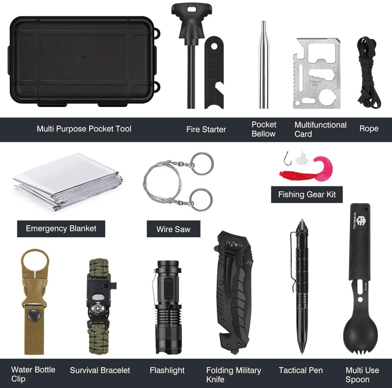 13 in 1 Survival Gear Kit, Fathers Day Idea Gifts for Dad, Outdoor Emergency Survival Tools for Camping Fishing Hunting Hiking, Idea Gifts for Men Dad Husband Father Sporting Goods > Outdoor Recreation > Camping & Hiking > Camping Tools SnowCinda   