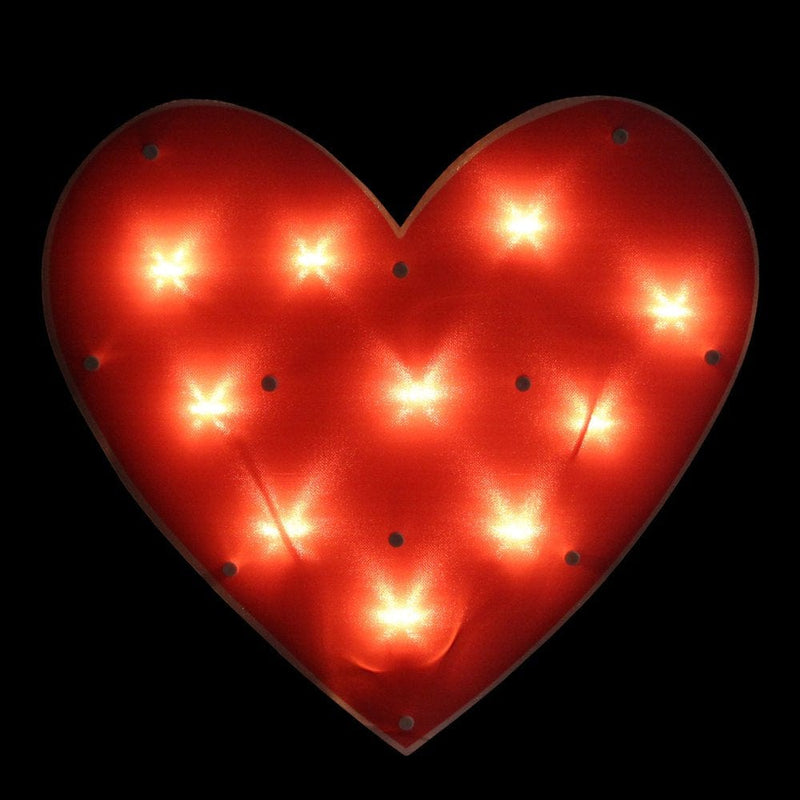 13" Lighted Shimmering Red Heart Valentine'S Day Window Silhouette Decoration