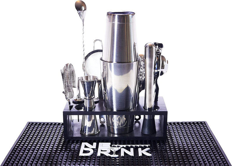 13-Piece Premium Cocktail Kit for Bartenders and Home Mixologists with Stand, Bar Mat, Boston Shaker, Lime Squeezer, and More! Home & Garden > Kitchen & Dining > Barware NE Drink   