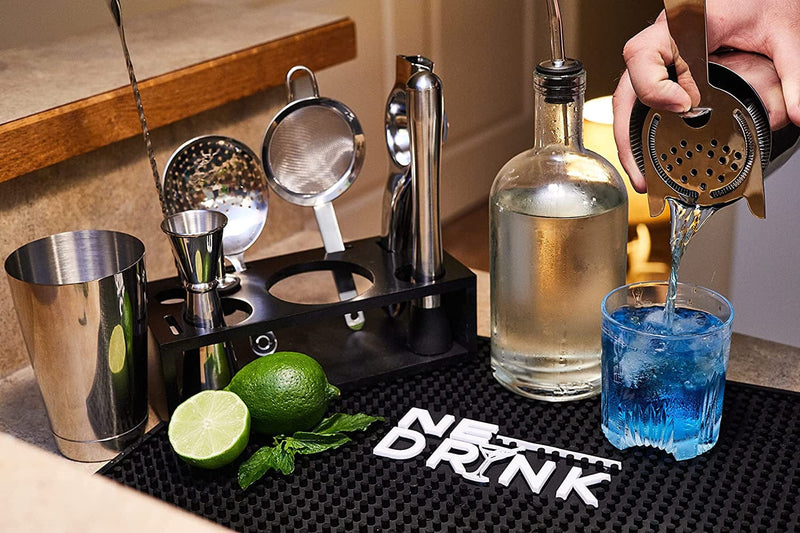 13-Piece Premium Cocktail Kit for Bartenders and Home Mixologists with Stand, Bar Mat, Boston Shaker, Lime Squeezer, and More! Home & Garden > Kitchen & Dining > Barware NE Drink   