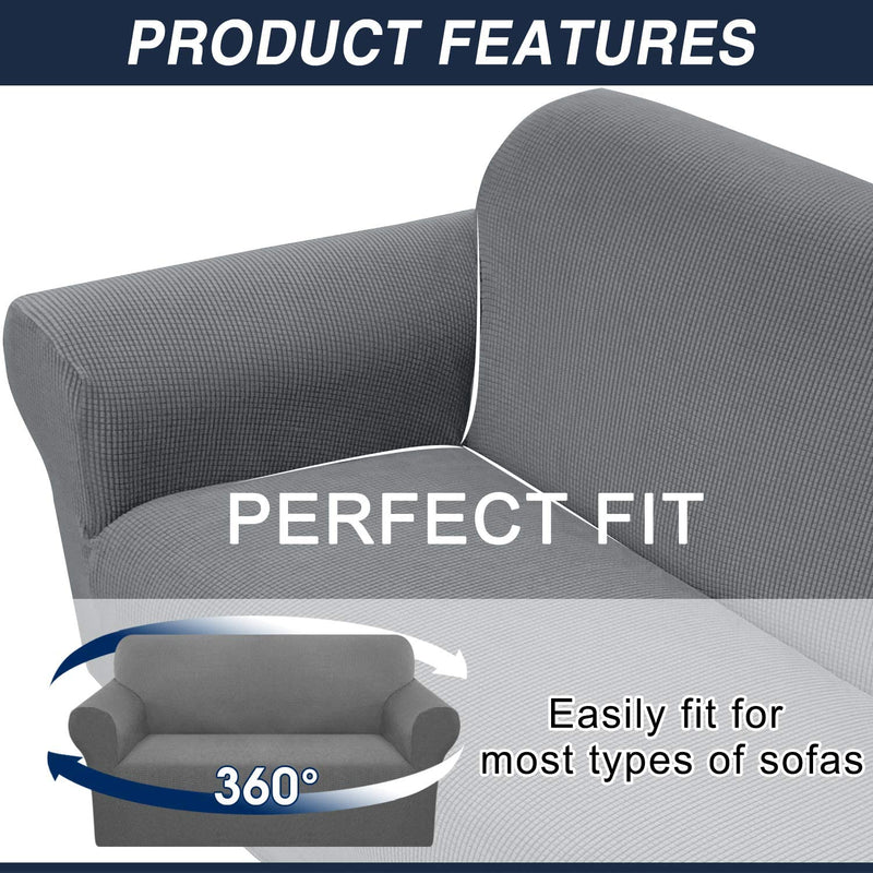 Pepibear Luxurious Sofa Cover for 3 Cushion Couch anti Slip Stylish Couch Cover Super Soft Sofa Slipcovers Washable Furniture Protector with Elastic Bottom (Large, Light Gray) Home & Garden > Decor > Chair & Sofa Cushions Pepibear   