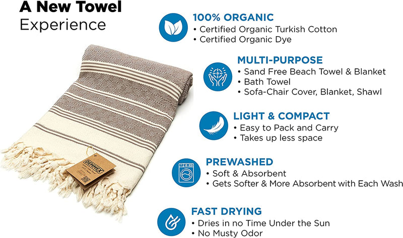 DEMMEX Certified 100% Organic Cotton & Organic Dye Prewashed XL Diamond Weave Turkish Cotton Towel Peshtemal Blanket for Bath,Beach,Pool,Spa,Gym, 71X36 Inches,14 Oz (Coffee) Home & Garden > Linens & Bedding > Towels DEMMEX   