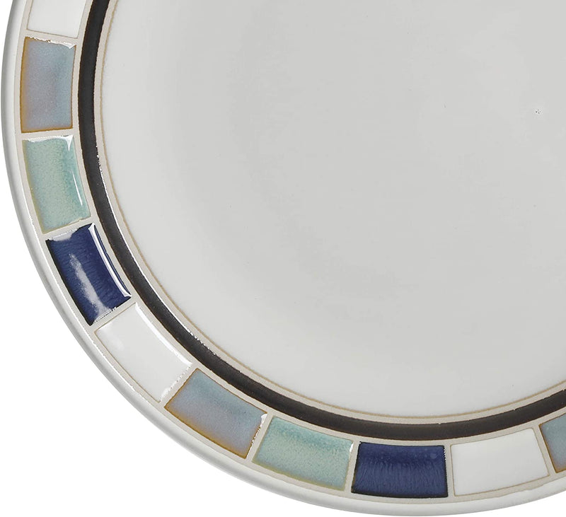 Gibson Elite Casa Blanca round Reactive Glaze Stoneware Dinnerware Set, Service for 4 (16Pcs), White/Blue
