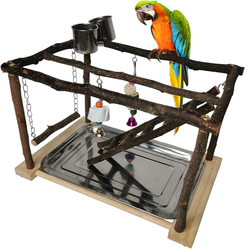 Tfwadmx Parrots Playstand Bird Play Gym Cockatiel Playground Wood Perch Stand Climb Swing Ladders Chewing Toys with Feeding Cups Exercise Activity Center for Conure Cockatiel Lovebirds Animals & Pet Supplies > Pet Supplies > Bird Supplies Tfwadmx   