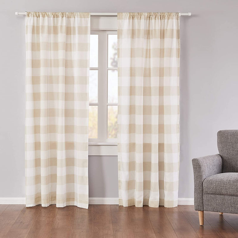 Levtex Home - Camden - Drape Panel/Curtain (55X84In.) with Rod Pocket - Buffalo Check - Grey and Cream Home & Garden > Decor > Window Treatments > Curtains & Drapes Levtex Taupe Set of 2 - Drape Panels 55x84 