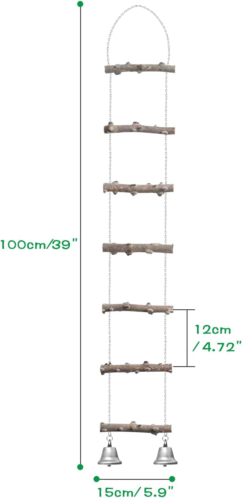 48 Inch 7-Step Adjustable Spacing Natural Wood Bird Perches Swings Ladders Bird Perch Stand Toy for Bird Parrots Entertainment Stress Relief Animals & Pet Supplies > Pet Supplies > Bird Supplies PPCLION   