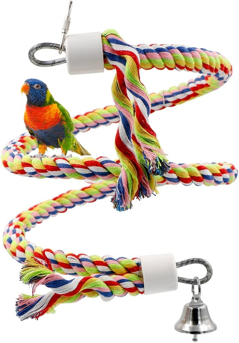 Rusee Rope Bungee Bird Toy, Small or Medium-Sized Parrot Toy Pure Natural Colorful Bead Cage Parrot Chewing Toy Animals & Pet Supplies > Pet Supplies > Bird Supplies > Bird Toys Rusee   
