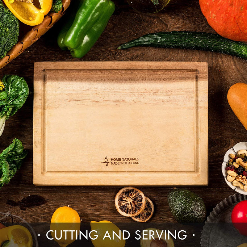 Home Naturals Cutting Board - Acacia Wood Chopping, Cheese, Charcuterie Block with Side Handle - Kitchen Cooking Tools - Hard & Thick Wooden Food Prep & Serving Tray - 15 X 10.2 X 1 In Home & Garden > Kitchen & Dining > Kitchen Tools & Utensils Home Naturals   