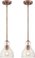 Ciata Lighting Farmhouse Pendant Lights for Kitchen Island in Oil Rubbed Bronze Hanging Light Fixture with Hand-Blown Clear Seeded Glass (2 Pack) Home & Garden > Lighting > Lighting Fixtures Ciata Washed Copper  