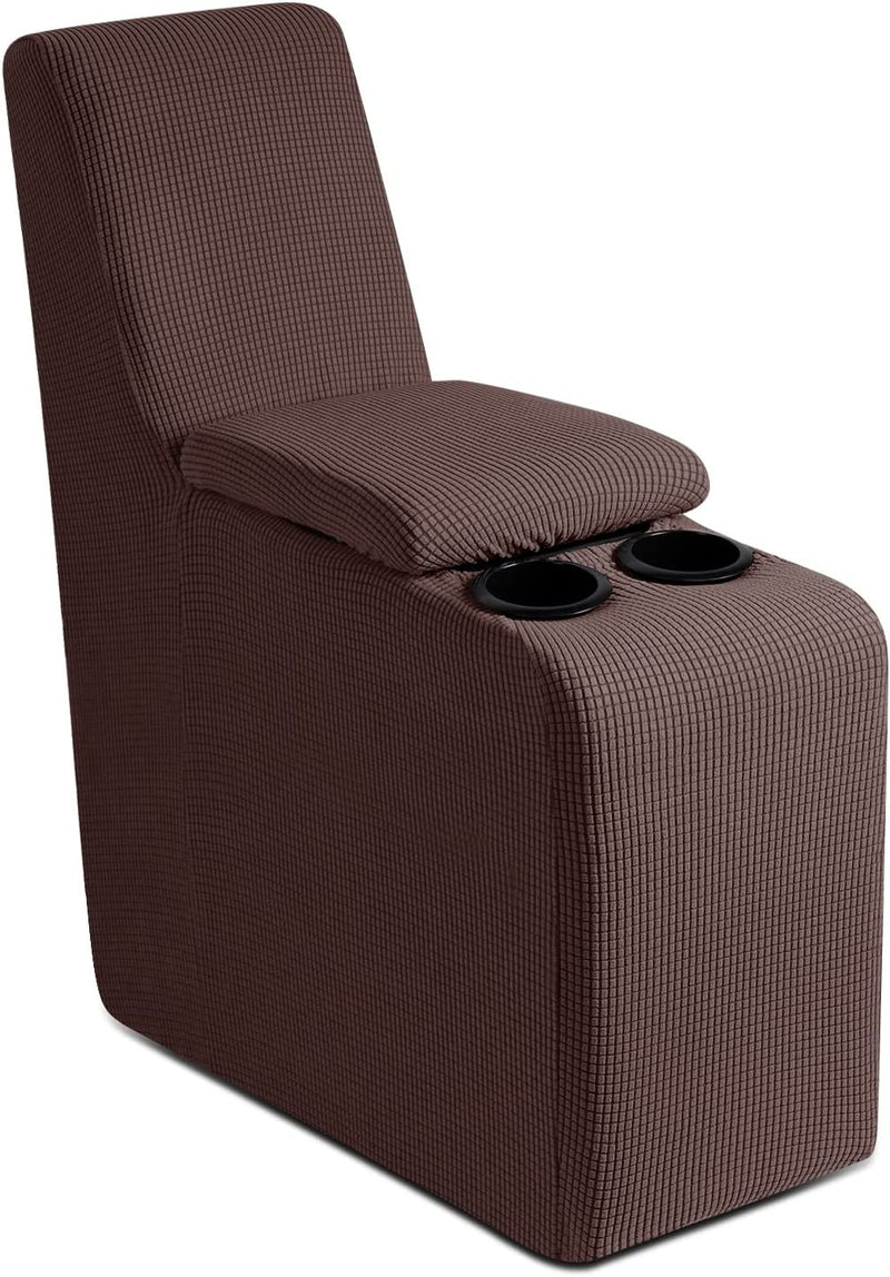 Recliner Loveseat Cover with Middle Console Sofa Slipcover, Stretch Reclining Sofa Covers for 2 Seat Reclining Couch, Jacquard Pattern Soft Loveseat Slipcover Furniture Protector, Black Home & Garden > Decor > Chair & Sofa Cushions TAOCOCO Chocolate Middle Console Cover 