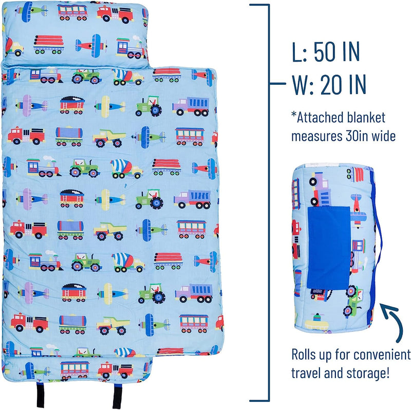 Wildkin Original Nap Mat with Reusable Pillow for Boys & Girls, Perfect for Elementary Sleeping Mat, Features Hook & Loop Fastener, Cotton Blend Materials Nap Mat for Kids (Trains, Planes, and Trucks) Sporting Goods > Outdoor Recreation > Fishing > Fishing Rods Wildkin   