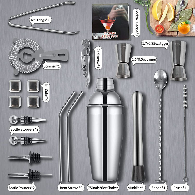 Siyaluens Cocktail Shaker Set Bartender Kit 20PCS Stainless Steel Bar Tools with Acrylic Stand & Cocktail Recipes Booklet, Professional Bartender Shaker Set for Homes, Parties, Bar Home & Garden > Kitchen & Dining > Barware Siyaluens   