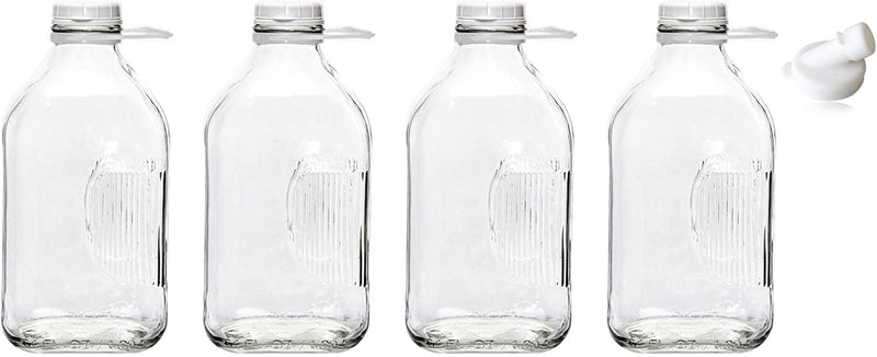 The Dairy Shoppe Heavy Glass Milk Bottles 33.8 Oz Jugs with Extra Lids & NEW Pour Spout! (2, 33.8 Oz) Home & Garden > Decor > Decorative Jars The Dairy Shoppe 4 64 oz 