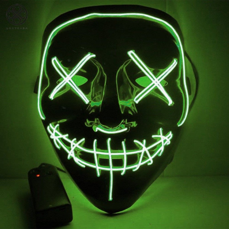 Luxtrada Halloween LED Glow Mask EL Wire Light up the Purge Movie Costume Party +AA Battery (Yellow) Apparel & Accessories > Costumes & Accessories > Masks Luxtrada Fluorescent Green  