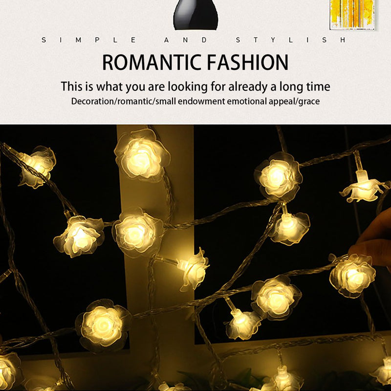Follure Home Decor Party Decorations Battery Operated Flower Rose String Light Lamp Indoor Outdoor for Valentine'S Day Home & Garden > Decor > Seasonal & Holiday Decorations Follure   
