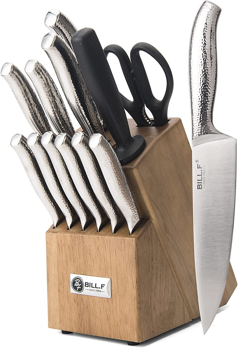 Kitchen Knife Set,14 Pieces Knife Block Sets with Sharpener, Stainless Steel Chef Knife Set with Wooden Block,Ultra Sharp Cutlery Knife with Steak Knives & Kitchen Shears Home & Garden > Kitchen & Dining > Kitchen Tools & Utensils > Kitchen Knives BF BILL.F SINCE 1983 14 Pieces  