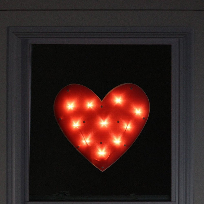 14.25" Lighted Red Heart Valentine'S Day Window Silhouette Decoration Home & Garden > Decor > Seasonal & Holiday Decorations Northlight   