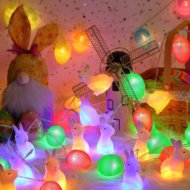 14.8 Ft Easter Decoration Lights, 30 Leds Easter Egg Lights, 8 Modes Waterproof Easter Pastel Lights USD & Battery Operated with Timer for Home Easter Party Fireplace Tree Ornaments Home & Garden > Decor > Seasonal & Holiday Decorations Enhon Easter Bunny  
