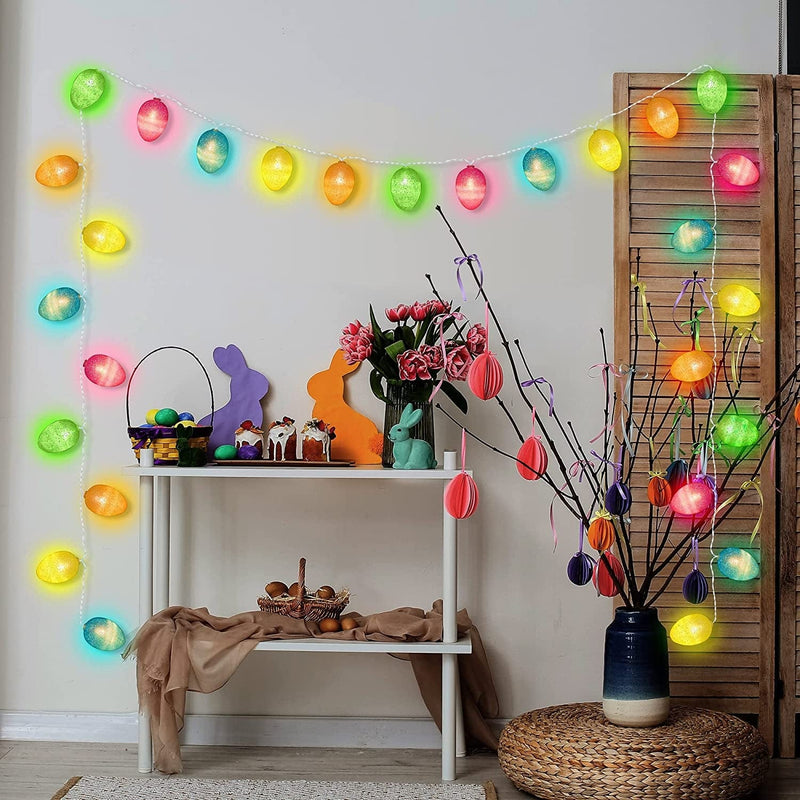 14.8 Ft Easter Decoration Lights, 30 Leds Easter Egg Lights, 8 Modes Waterproof Easter Pastel Lights USD & Battery Operated with Timer for Home Easter Party Fireplace Tree Ornaments Home & Garden > Decor > Seasonal & Holiday Decorations Enhon   