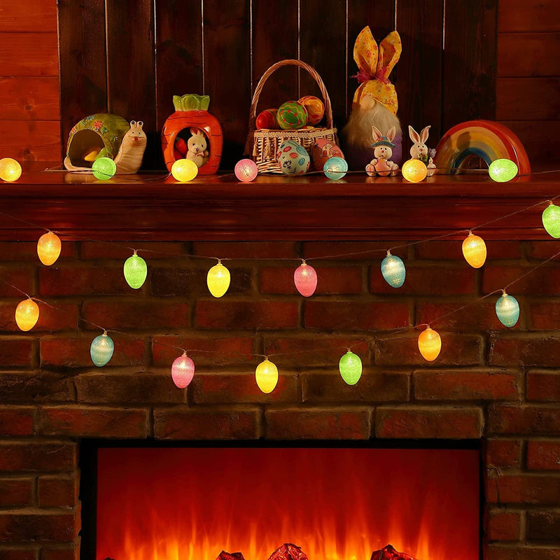 14.8 Ft Easter Decoration Lights, 30 Leds Easter Egg Lights, 8 Modes Waterproof Easter Pastel Lights USD & Battery Operated with Timer for Home Easter Party Fireplace Tree Ornaments Home & Garden > Decor > Seasonal & Holiday Decorations Enhon   