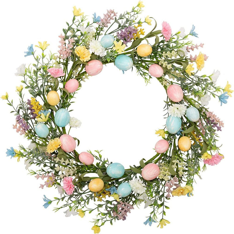 14 Inches Artificial Flower Wreath with Easter Egg Front Door Wall Window Party Decoration,Spring Festival Ornaments Gifts Home & Garden > Decor > Seasonal & Holiday Decorations Highdream