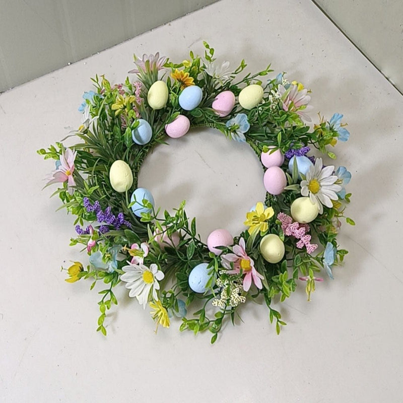 14 Inches Artificial Flower Wreath with Easter Egg Front Door Wall Window Party Decoration,Spring Festival Ornaments Gifts Home & Garden > Decor > Seasonal & Holiday Decorations Highdream   