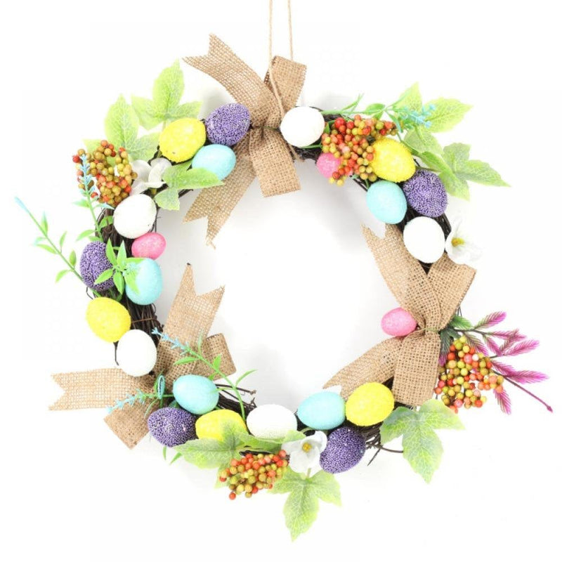 14 Inches Artificial Flower Wreath with Easter Egg Front Door Wall Window Party Decoration,Spring Festival Ornaments Gifts Home & Garden > Decor > Seasonal & Holiday Decorations Highdream
