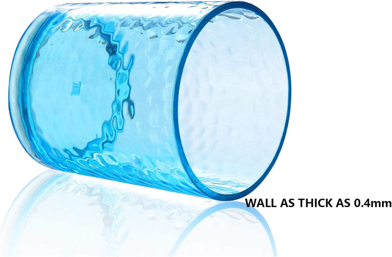 14-Ounce Acrylic Glasses Plastic Tumbler, Set of 6 Multicolor - Hammered Style, Dishwasher Safe, BPA Free