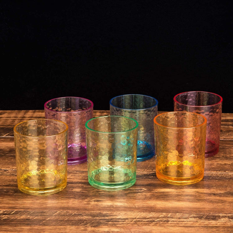 14-Ounce Acrylic Glasses Plastic Tumbler, Set of 6 Multicolor - Hammered Style, Dishwasher Safe, BPA Free Home & Garden > Kitchen & Dining > Tableware > Drinkware KX-WARE   