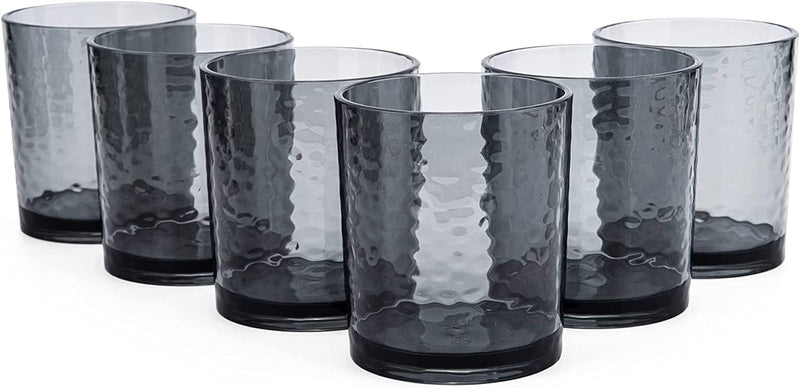 14-Ounce Acrylic Glasses Plastic Tumbler, Set of 6 Multicolor - Hammered Style, Dishwasher Safe, BPA Free Home & Garden > Kitchen & Dining > Tableware > Drinkware KX-WARE Gray 6 