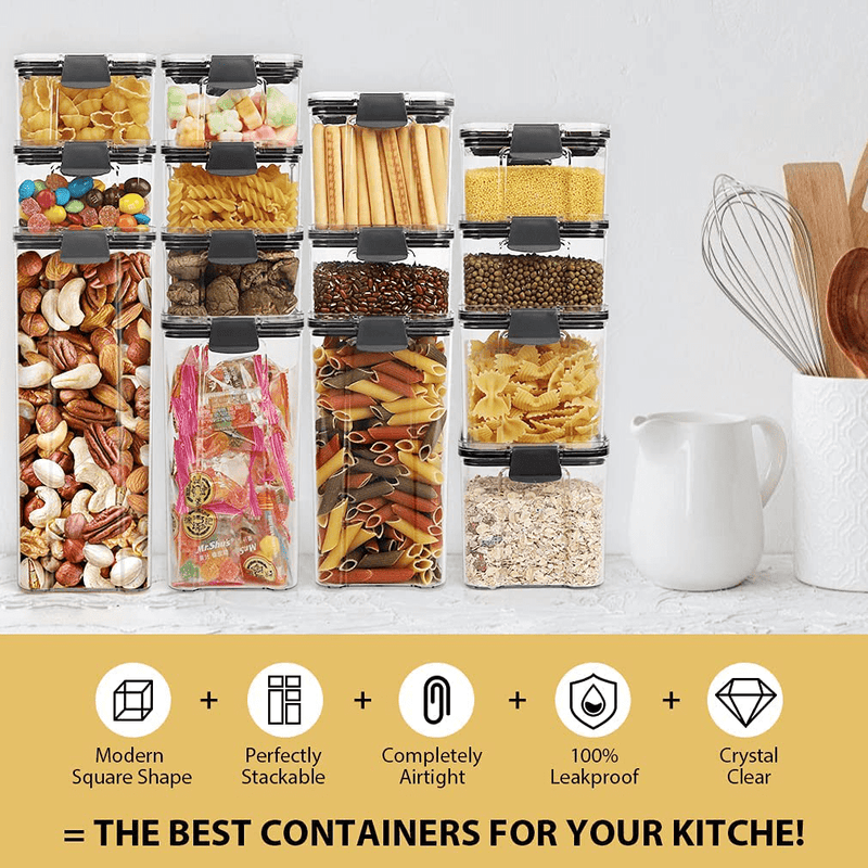 14 Pack Airtight Food Storage Container Set, BPA Free Plastic Cereal Containers with Easy Lock Lids, Kitchen and Pantry Organization Containers Home & Garden > Kitchen & Dining > Food Storage qinmor   